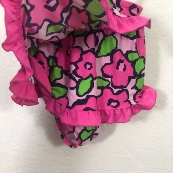 Koala Kids Baby Girl Pink Green Floral Ruffle Swimsuit Swimwear‎ One Piece - Picture 3 of 5